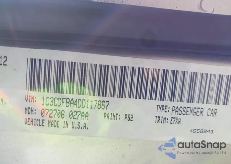 2013 Dodge Dart Sxt z USA, uszkodzony, nr VIN 1C3CDFBA4DD117867